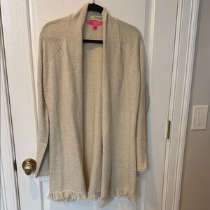 Lilly Pulitzer Cream Cardigan with Fringe